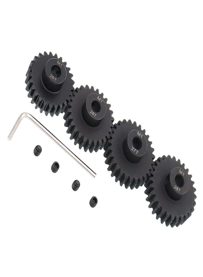 Treehobby 4PCS Metal Steel M1 Pinion Gear Sets 25T 26T 27T 28T fit 5mm RC Motor Shaft Gears Compatible with Arrma Traxxas Axial HSP Redcat Losi 1/8 1/10 Scale RC Car Truck Buggy - Image 2
